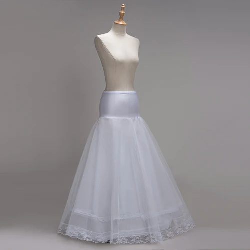 Imagen 2 del producto Enagua con adorno de encaje blanco, Color sólido, red suave, borde de encaje Floral, enagua larga, vestido de novia multicapa, vestidos de baile, crinolina