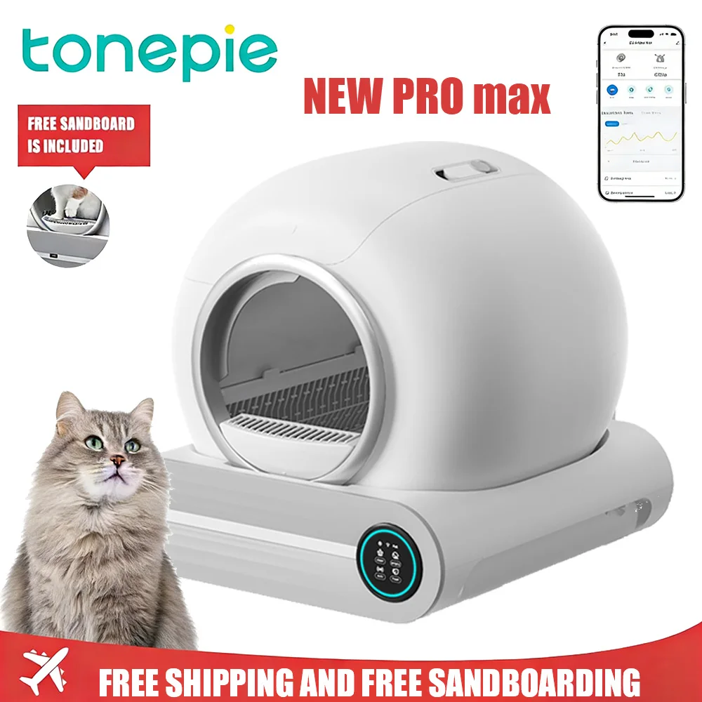 Tonepie 65L Lettiera per gatti intelligente automatica Autopulente Lettiera per gatti completamente chiusa Vassoio per lettiera per WC Versione inglese 2026