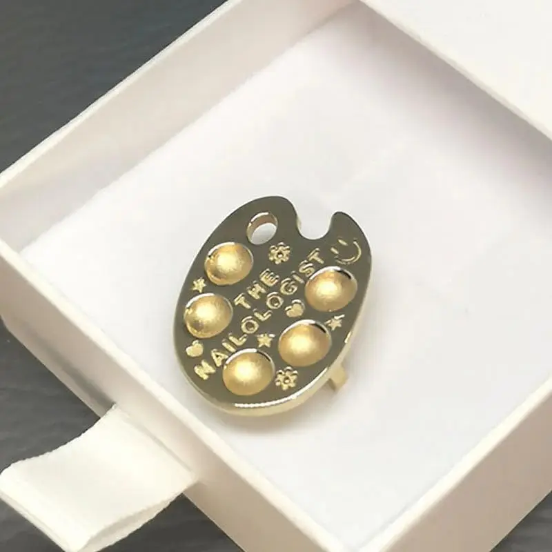 Anneau en métal Nail Art peinture Palette artiste professionnel bout des doigts ongles Palette portable or bagues manucure outils Mini