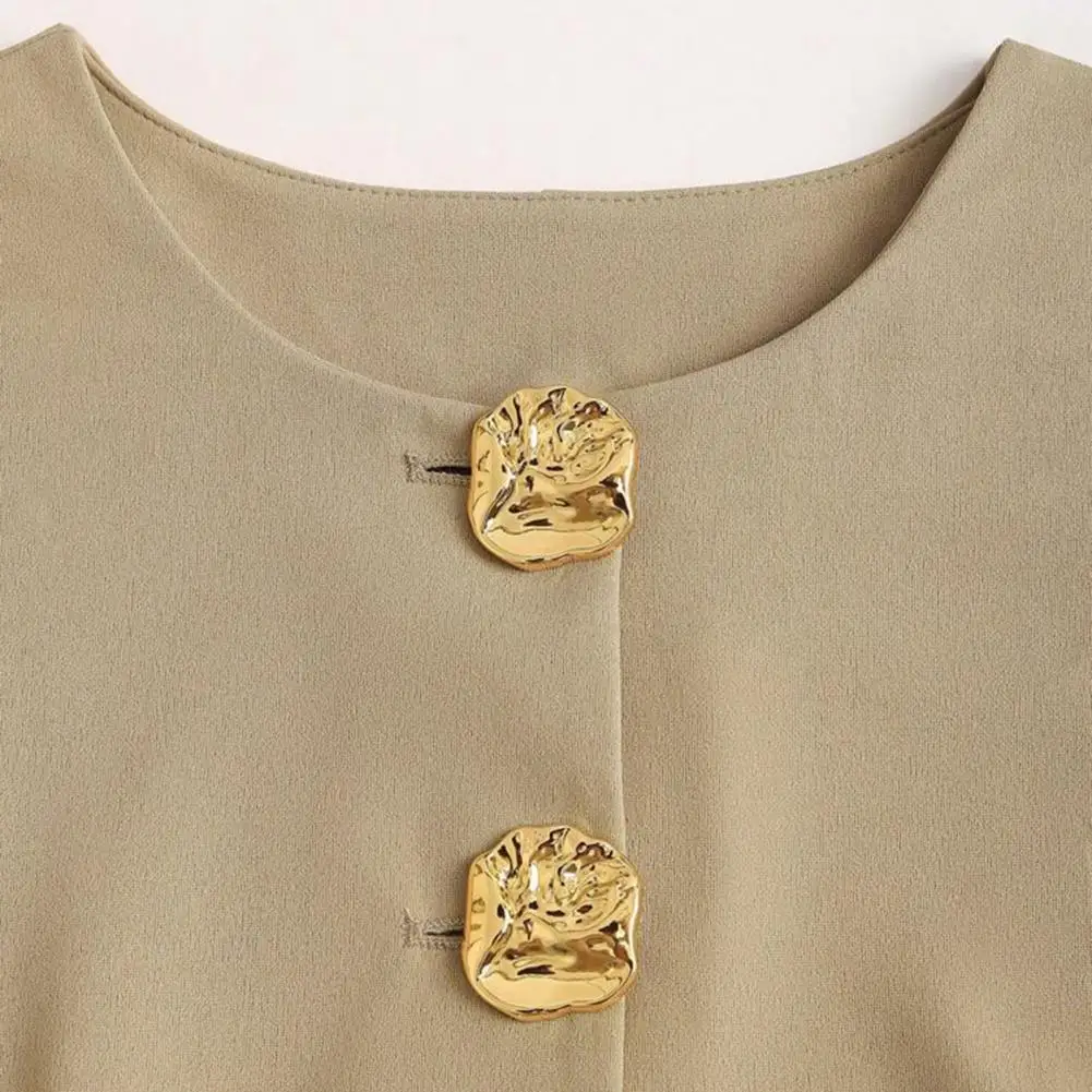 

Блейзер Жилет Текстурированный костюм Ткань Гладкий топ с круглым вырезом Женский пиджак Жилет Деловой жилет Топ на пуговицах Офисный костюм для работы