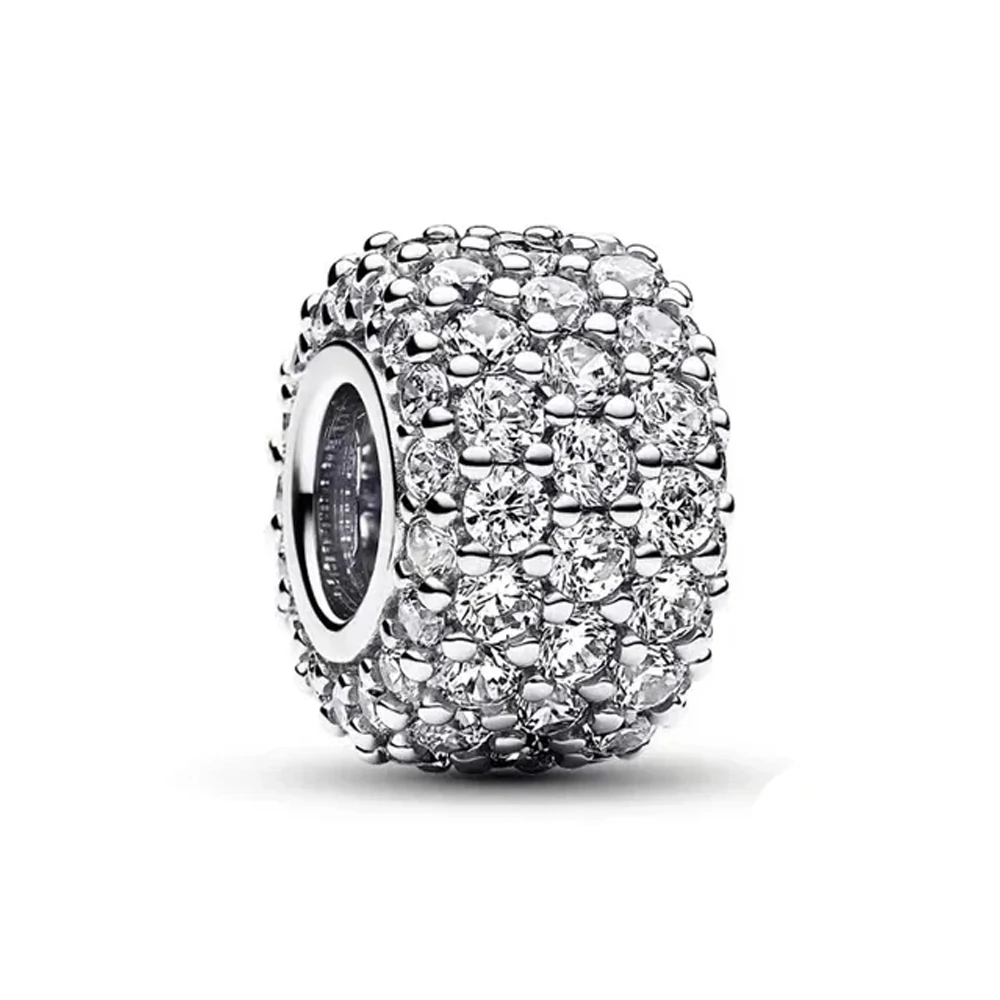 Silberne Farbe funkelnde Sterne und Flüsse weiße Stein perlen passen Pandora Charms Silber Farbe