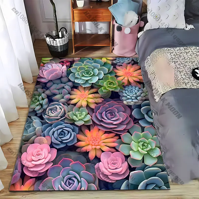 Colorful arrangement of vibrant succulentscarpet Yoga living room room decor children's crawling mat doormat games area rug