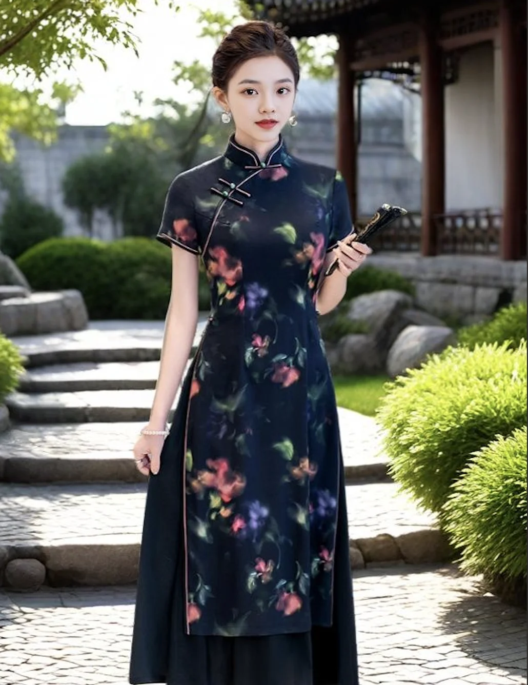 New Chinese-style Modified Ao Dai Cheongsam Petite Cheongsam Short Dress  Women Vintage Aodai Dress Daily Cheongsam Dress