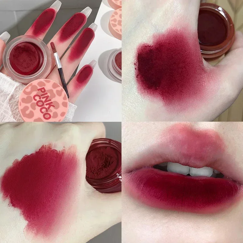 Moisturizer Velvet Matte Mousse Solid Lip Gloss Canned Lip Mud Lip Glaze Lipstick Tint Lasting Makeup Korean Cosmetic with Brush