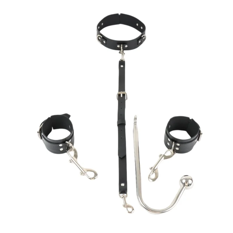 Exotic Binding Anue Hook Butt Plug Anal Sex Toys with Adjustable Handcuffs Collar Bondage Costume for Couple Flirting Sexy Shop