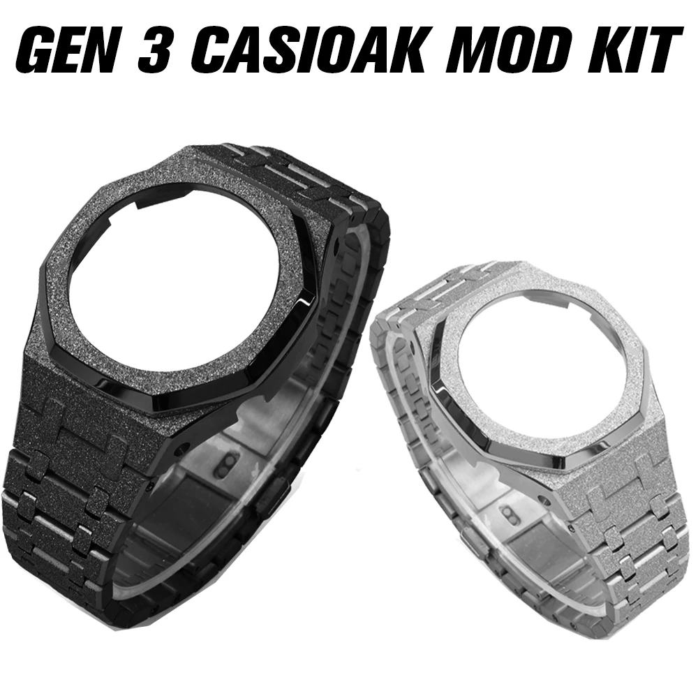 

Frosted Craft Style Metal Case for Casioak GEN3 GA-2100 MOD Kit for CasiOak GA-2110 Silicone Rubber Watch Band DIY Accessories