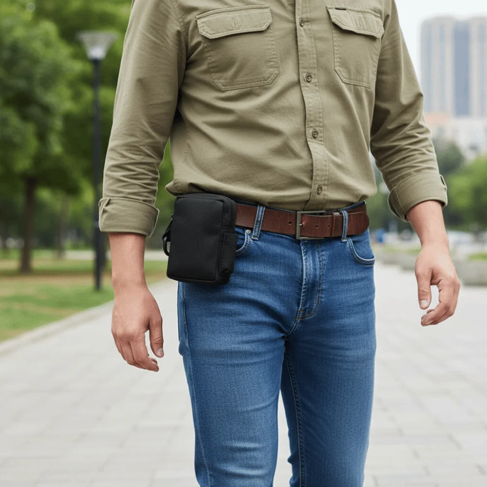 

Однотонная поясная сумка из прочного материала с множеством карманов, многофункциональная сумка, легкий дизайн, простой стиль, сумка для аксессуаров