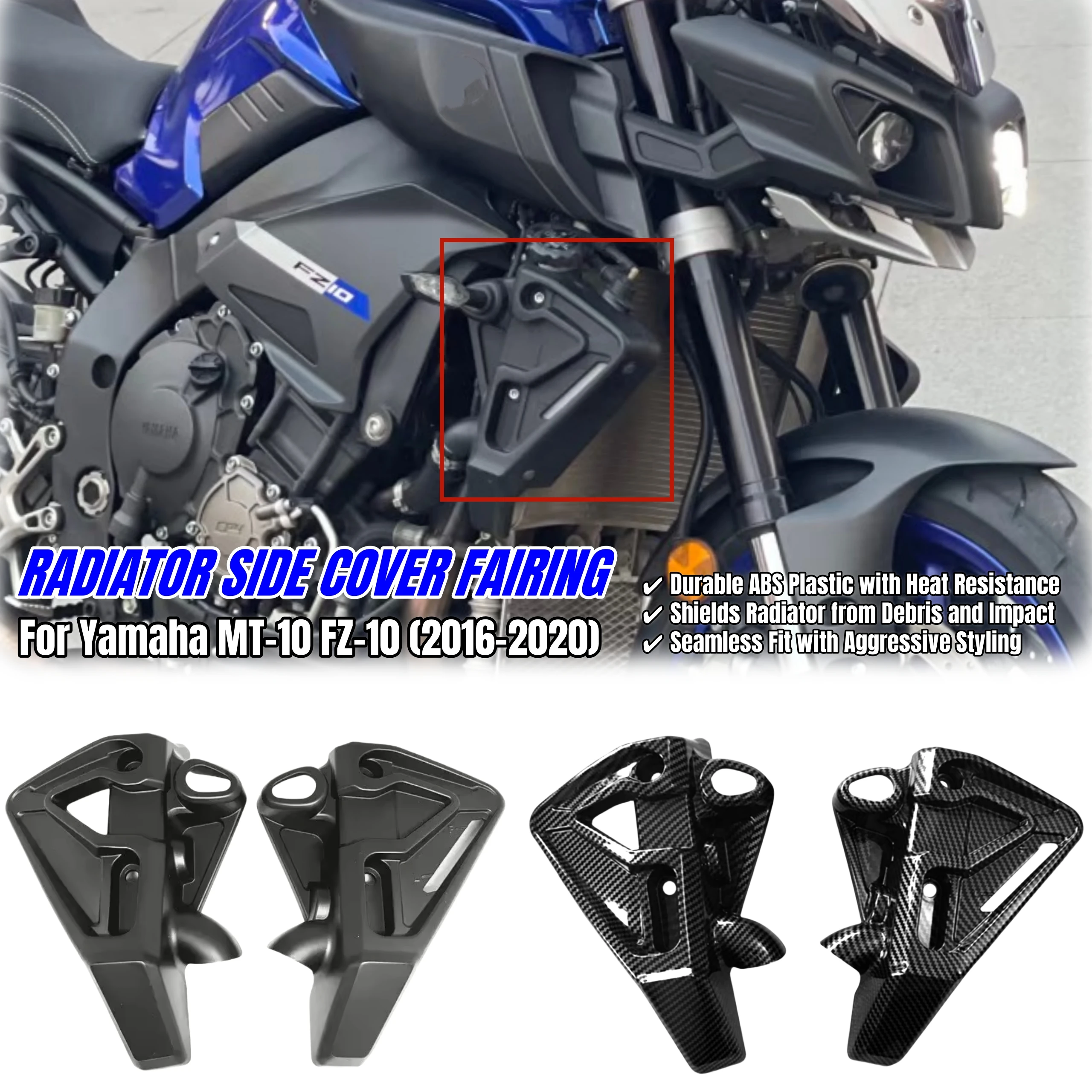 

Боковая крышка радиатора мотоцикла, обтекатель для Yamaha MT-10 MT10 FZ-10 2016 2017 2018 2019 2020, комплект охлаждающей панели