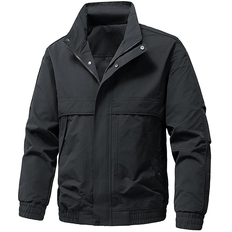 Chaqueta Bomber de Negocios con Cuello Alto para Hombre, Cortavientos de Alta Gama, Chaquetas Softshell, Abrigo de Trabajo Moderno para Hombre, Ropa de Hombre de Talla Grande
