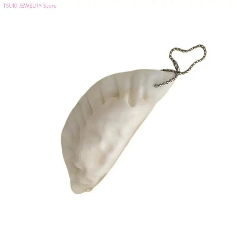 62KE Realistic Dumpling Stress Relief Squeeze Toy Keychain Pendant Bag Ornament