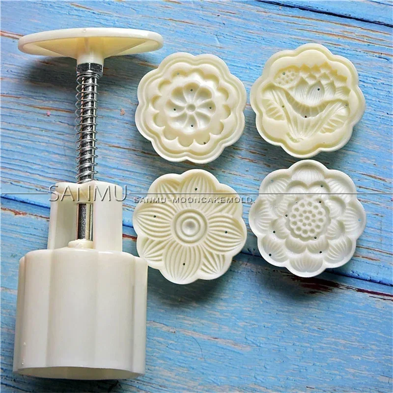 Eight Petals Lotus Leaf Mooncake Mold 50-65g Chiness Style Mung Bean Moon Cake Hand Press Pastry Dessrt Mould Plastic Tools