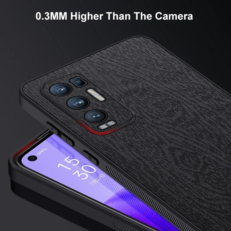 Phone Case For OPPO Find X3 Neo X3 Lite Luxury PU Leather Cover For OPPO Reno 5 6 Pro Plus 5G Wood Pattern Silicone Case Coque