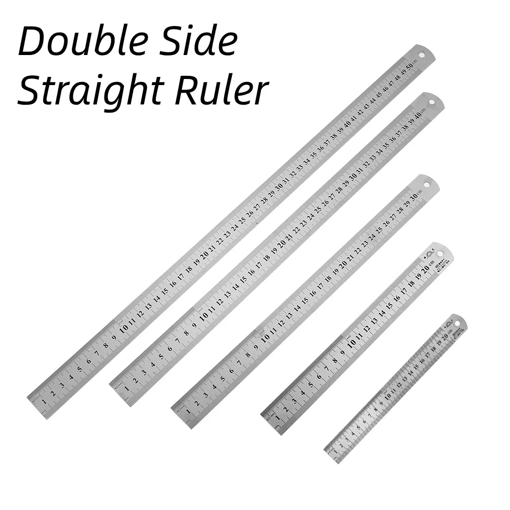 Stainless Steel Double Side Straight Ruler Centimeter Inches Scale Ruler Precision Measuring Tool 15cm/20cm/30cm/40cm/50cm