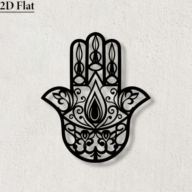 CIFBUY Iron Wall Art Hamsa Hand Laser Cut Metal Decor Elegant Floral Geometric Pattern Home Ornament For Living Room Bedroom