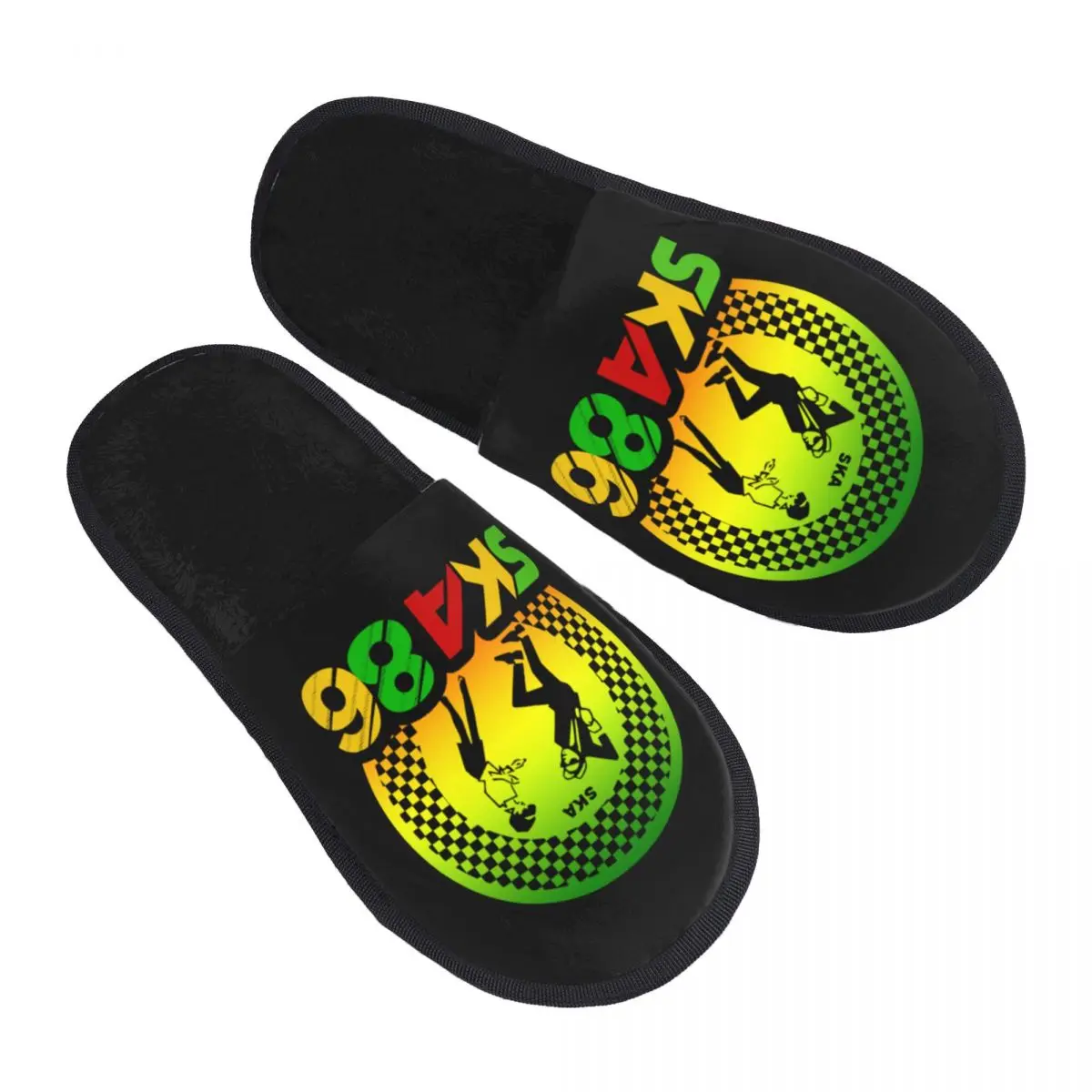 Custom Ska Jazz Reggae Guest Slippers for Bedroom Women Jamaica Music House Slipper