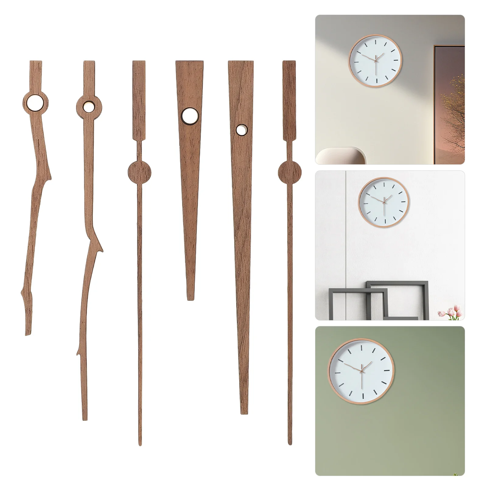 

2Sets Clock Core Wooden Hands Decorative Replacements DIY Clock Parts for Repair Delicate Elegant Sturdy Household Use