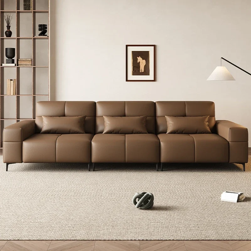 

Brown Leather Living Room Sofa Salon Italian Minimalista Xxl Living Room Sofas Legs Waterproof Salas Comprimidas Sectional Sofa