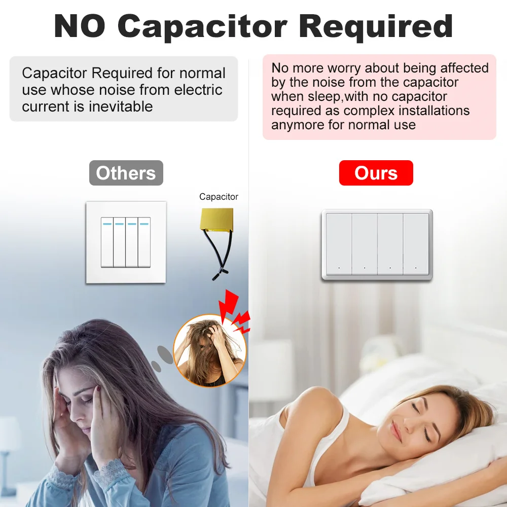 Manhot Tuya Smart zigbee Switch لا يتطلب سلكًا محايدًا ولا يوجد مكثف على زر الجدار مفاتيح الإضاءة تعمل مع Alexa Google Home