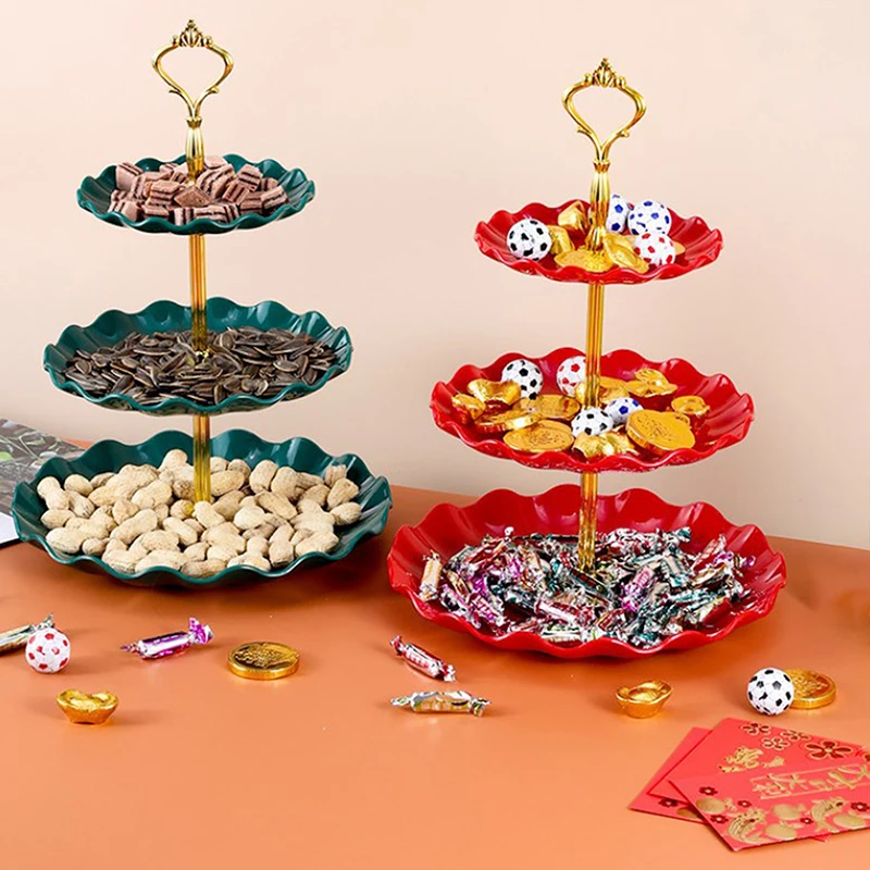 3Tier Cake Makaron Tray Stand Fruit Tray Cupcake Display Stand Cake Display Stand Plastic Dried Fruit Tray Party Table Decorate