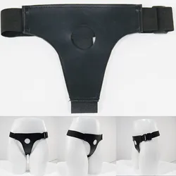 1PC Men Women Sexy Leather Adjustable Briefs Underwear Lesbian Strap On Pants Female Buttocks Hollow Thong Underpants Black