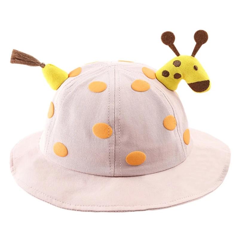 Toddler Baby Summer Beach Bucket Hat Cartoon Giraffe Pattern Wide Brim for Sun for Protection Foldable Panama Fishe