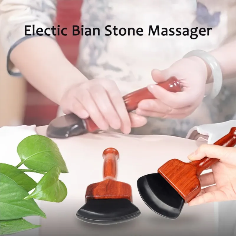 Hot Stone Electric Gua Sha Massager Warm Bian Stone Scraping Board Knife Guasha Tool Warm Moxibustion Therapy Skin Spa Massage