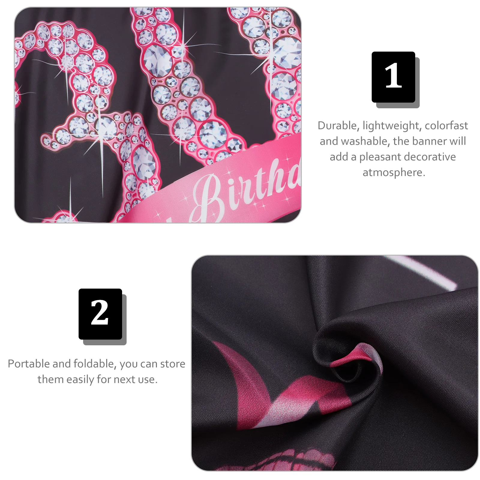 

Birthday Party Backdrop Banner Durable Foldable Happy Birthday Decoration Photography Background Photo Prop Supplies