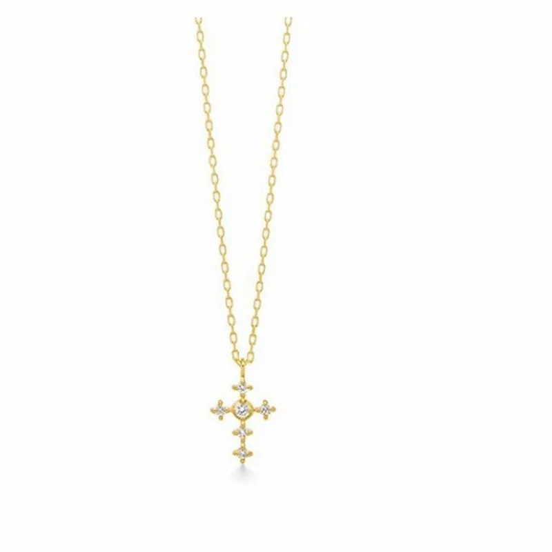 S925 Sterling Silver Cross Zircon Pendant Necklace Clavicle Chain Women Vintage Fashion Jewelry Girl Holiday Party Show Gift view 6