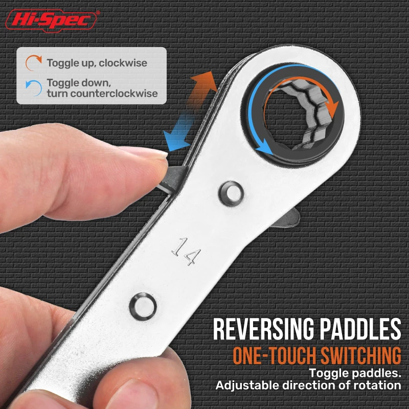Imagem -03 - Hi-spec-ratchet Wrench Grupo Multi Combination Tool Double Box Chave Hexagonal Tamanhos de Cabeça Porca Ratchet em 1