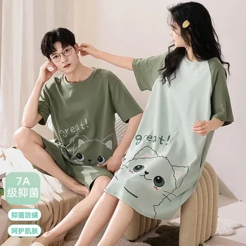 2024 yeni 3XL moda Pijama çift yaz yumuşak pamuk Pijama adam ve kadın eğlence Pijama Loungewear gecelik Dropship