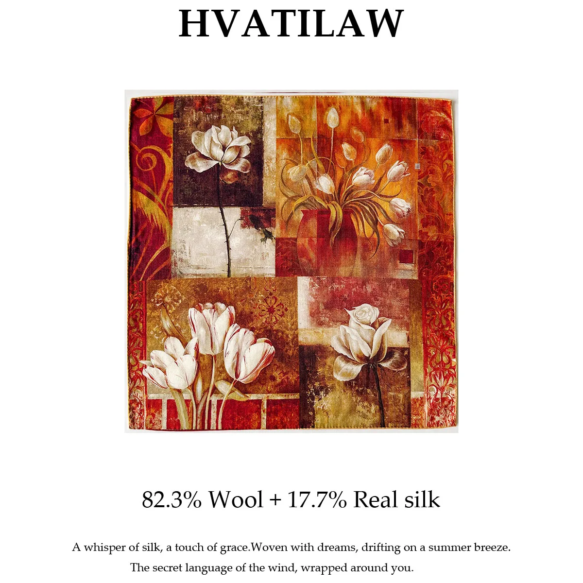 Luxury Silk Scarf Women Double-sided Printed Bird 100% Real Silk Wool Scarves Wrap Foulard Shawl 62cm Square Bandana Lady Gift