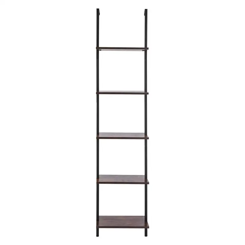 

Wall-Mounted Five-Layer Rectangular Tube Rack 15.6x11.8in For Bedroom Living Room Home Office Vertical Storage Space-Saving Metal Frame Wood Shelving Unit