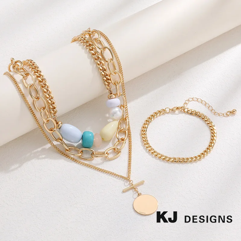 

Kenger, summer exaggerated necklace woman, cyberpunk stacked necklace original design fashion temperament suit