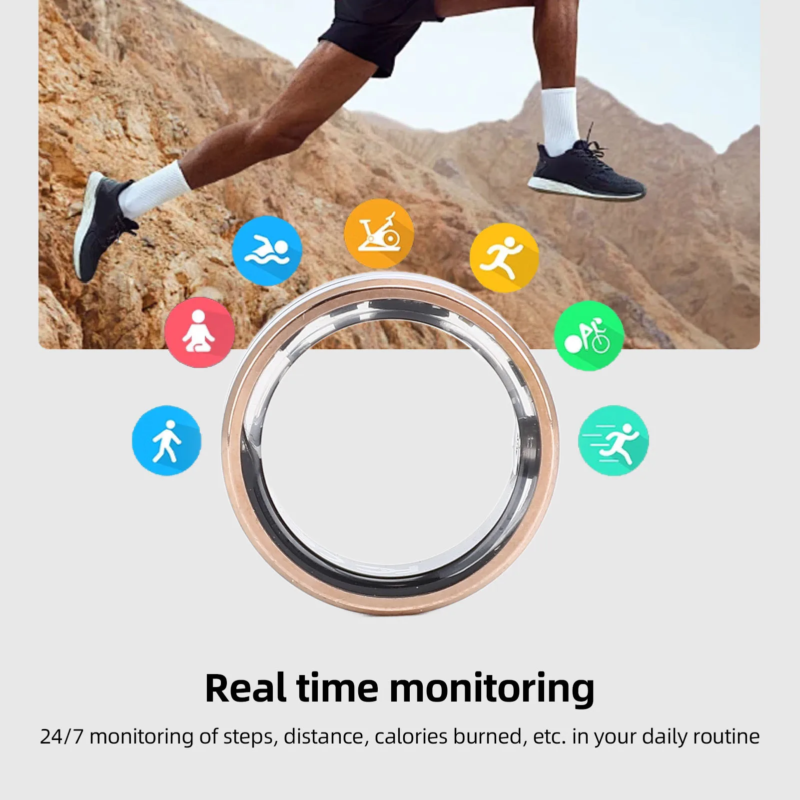 Smart Health  Step Counter Smart  Health  Stainless Steel Silver and Gold IP68 Water Resistant with APP for Gym