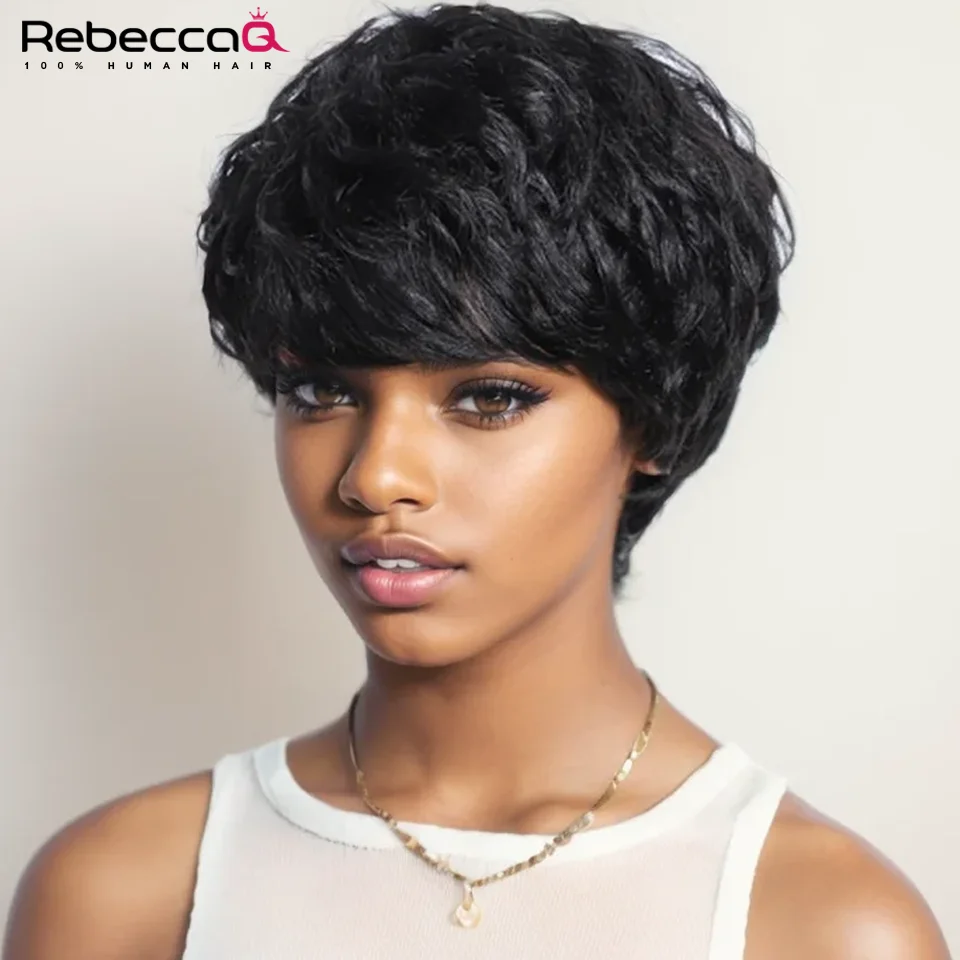 Short Straight Pixie Cut Wig Human Hair for Black Women Short Human Hair Pixie Cut Glueless Natural Human Hair Wigs