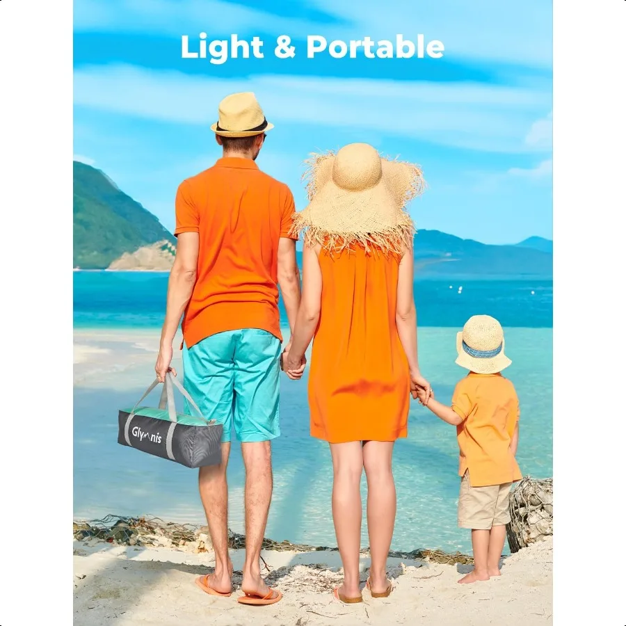 Tenda da spiaggia Riparo solare per 3 persone con protezione UV UPF 50+ Leggero e facile installazione Tettuccio parasole da spiaggia con finestre di sfiato Zipp