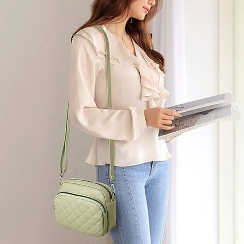 

2023 Solid Color PU Leather Crossbody Bag Diamond Lattice Women Shoulder Bag