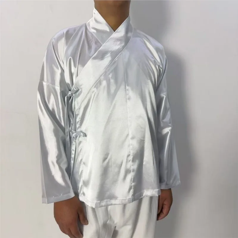 Hanfu Lining Women Men Plus Size Tops Shirt Pants Set Ancient Couples Comfortable Soft Glossy Cross Collar Pajamas Innerwear
