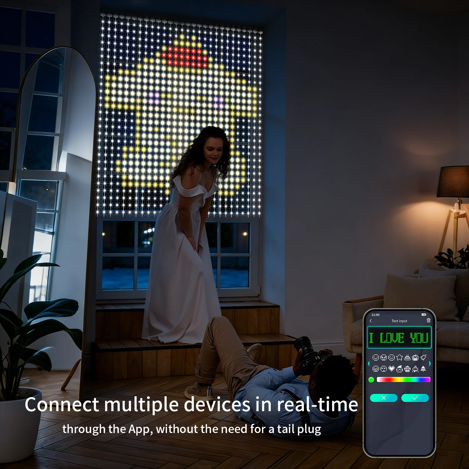 

Светодиодная гирлянда-штора, синхронизация с музыкой, изменение цвета, DIY-декор, для спальни, террасы, сада, свадьбы, к началу учебного года