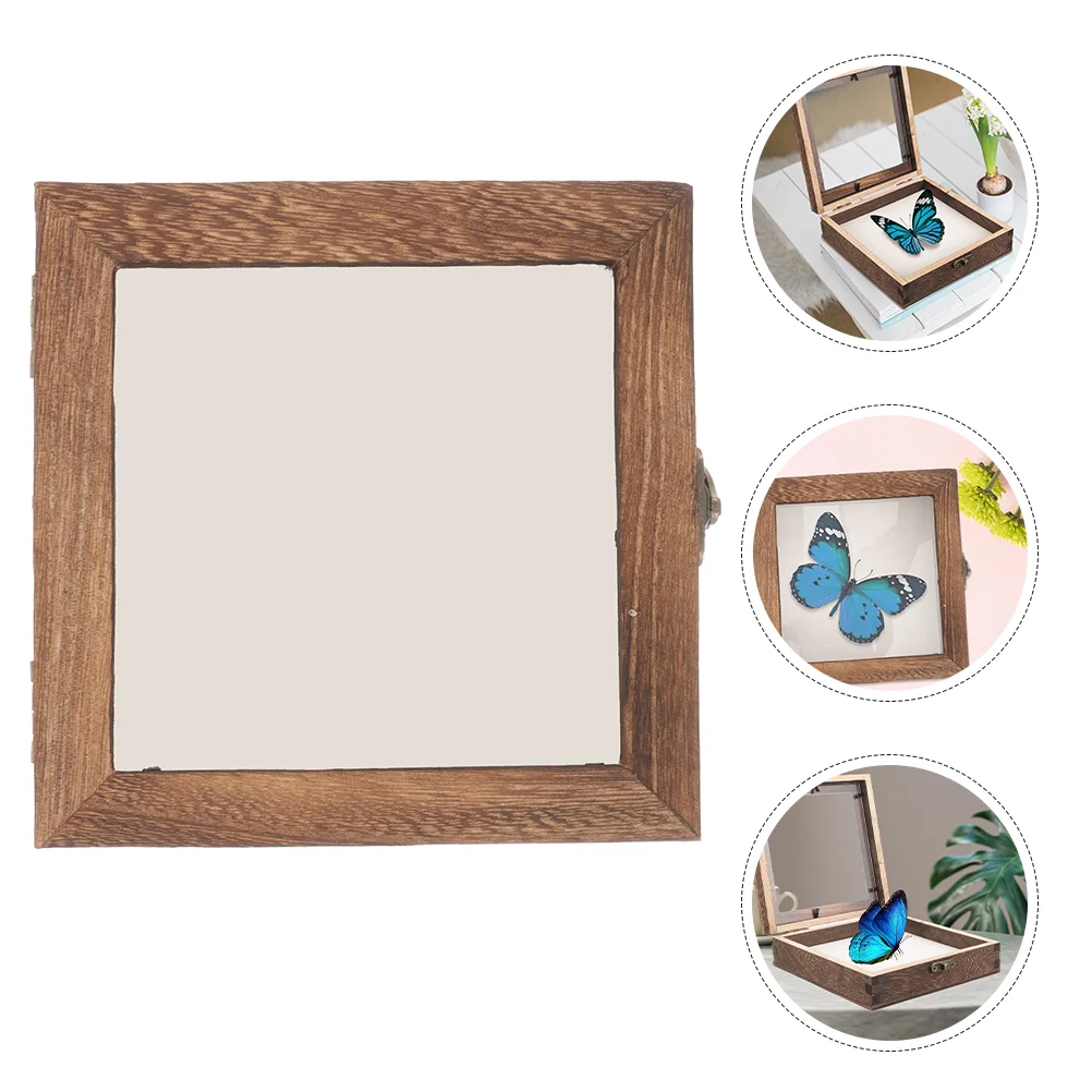 

Square Wooden Specimen Display Box Vintage Insect Storage Case Acrylic Showcase Dried Flower Frame Home Decor Collector Box