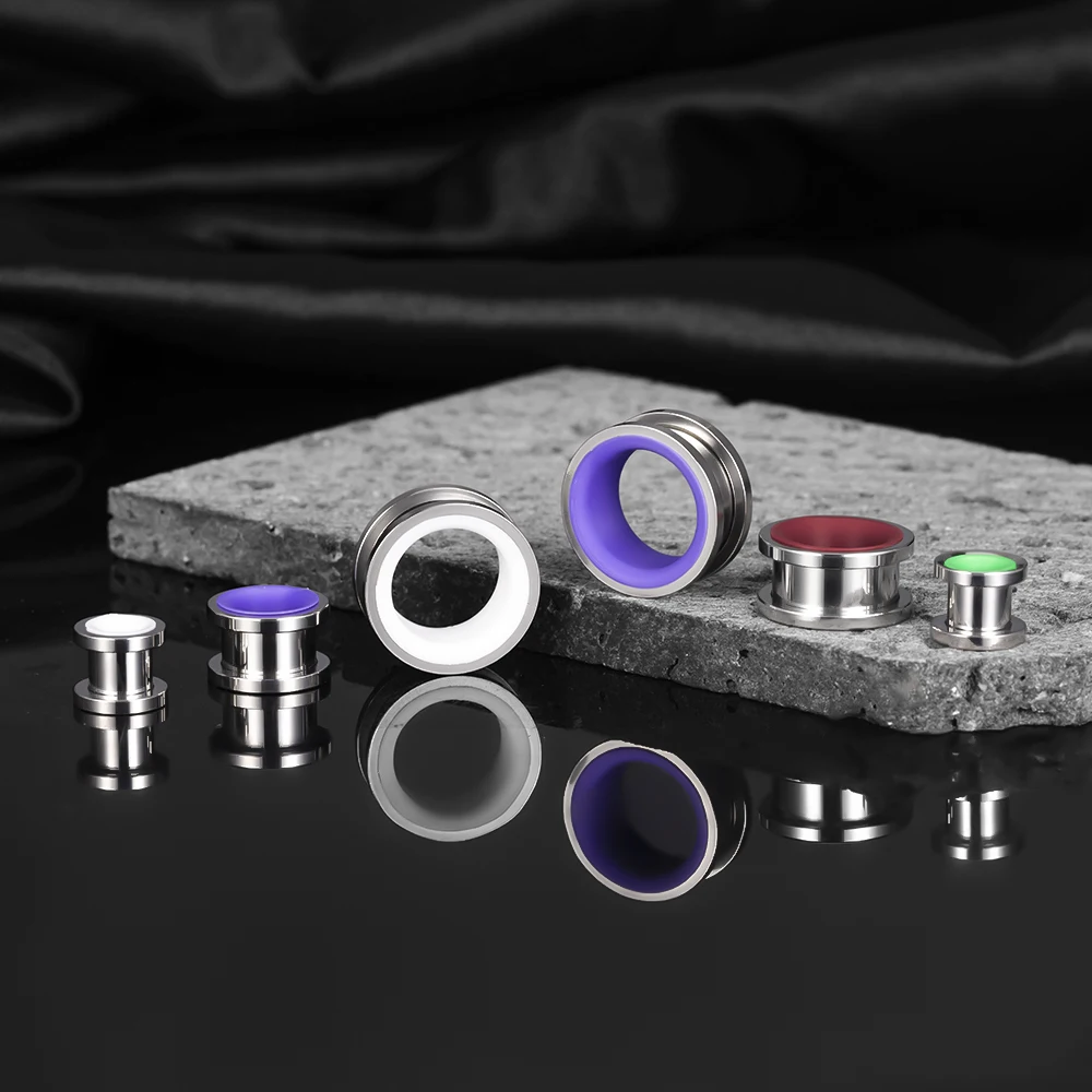Stainless Steel Ear Tunnels, 2PCS Set
