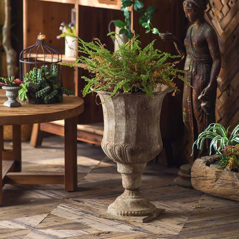 

European retro floor-to-ceiling large vase entrance hall decorations ornaments forest garden mottled wrought iron landscape flow