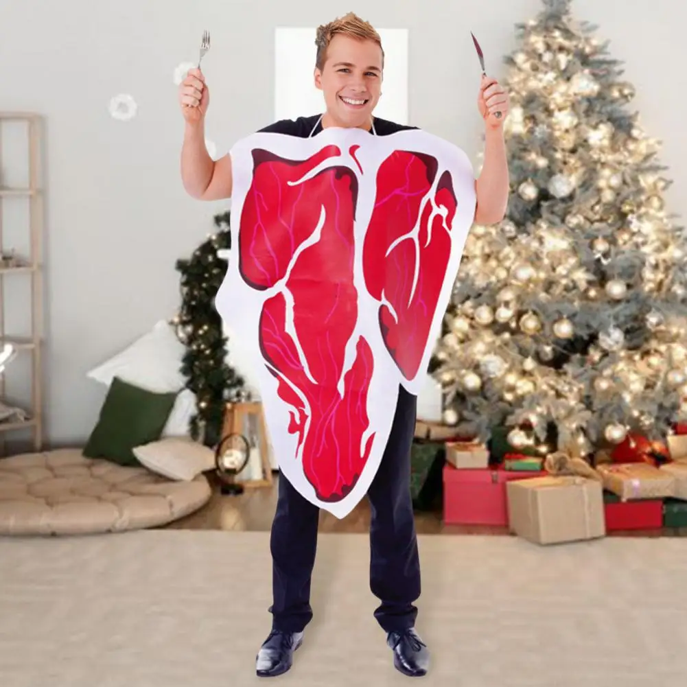 

Realistic Steak Outfit Fake Steak Neck-hanging Costume for Halloween Party Cosplay Stage Performance Bright for Performance