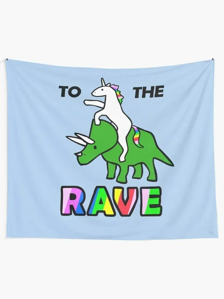 To The Rave! (Unicorn Riding Triceratops) Tapestry Decor For Bedroom Home Supplies Carpet On The Wall Tapestry