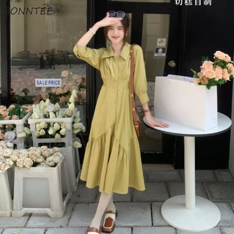 

Dress Women Vintage Elegant Design Temper French Korean Fashion Платье Женское Gentle Ladies Aesthetics Casual Folds Minimalist