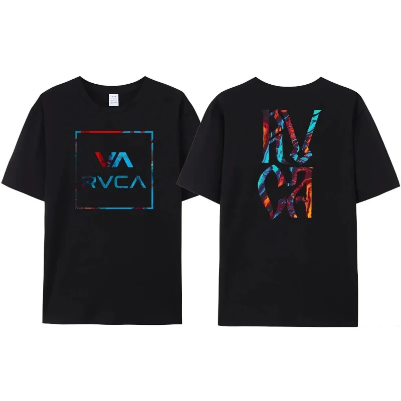 RVCA T Shirt Men Women Black Tee Summer Cotton Tshirt Oversized Short Sleeve Fashion Design Brand T-shirt Top Streetwear Clothes