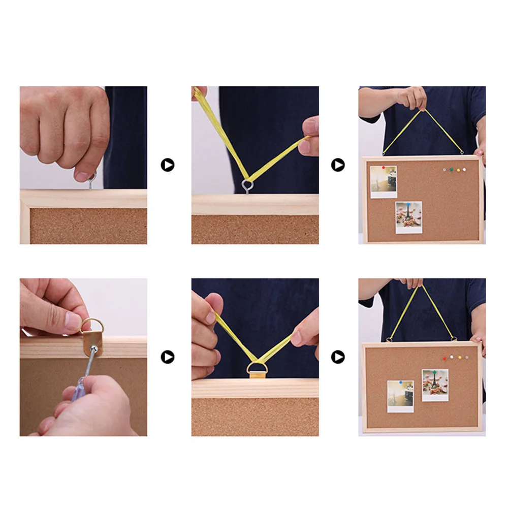 

Office Cork Board Wood Hanging Bulletin Board 40x30cm Natural Surface for School Home Office Notes Photos Display