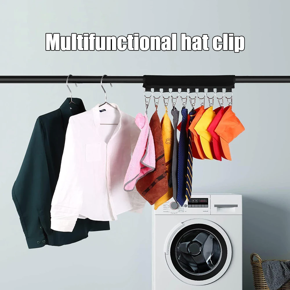 1PC 10-Clip Multifunctional Coat And Hat Clip Self-Adhesive Portable Home Perforation-Free Velcro Storage Clothes