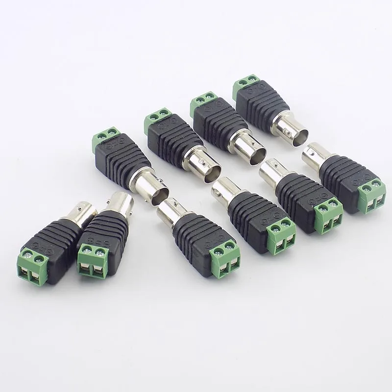 100x12V BNC adaptor Jack wanita steker Video Balun konverter 5.2*2.1mm konektor BNC untuk Led Strip cahaya DVR CCTV kamera Power Q1