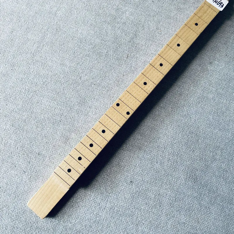 HN693 Custom Order Unfinishes 3 Strings Electric Guitar Neck No Frets No Paints Maple Surface Damages Dirty for DIY